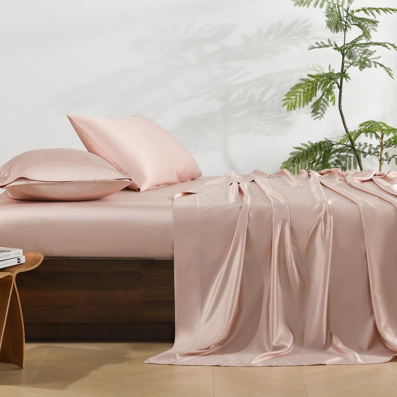 NATUREFIELD Silky Bed Sheets Set Full Size (4pc), Rayon Derived from Bamboo Blend, Soft Cooling Sheets with Deep Pockets, Hotel Luxury Bedding Sheets & Pillowcases - Image 1